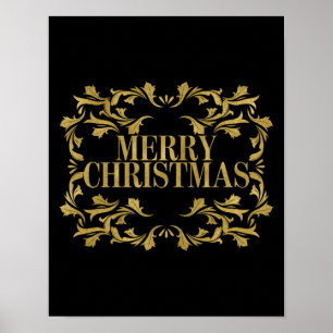 Het elegante Versierd Gouden Vrolijke Teken van Poster