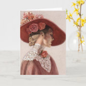Het elegante Victoriaans Pet van Dame Fine Art Kaart (Gele Bloem)