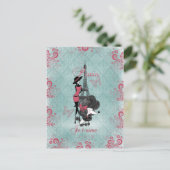 Het elegante vintage Franse silhouet van Briefkaart (Staand voorkant)