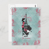 Het elegante vintage Franse silhouet van Briefkaart (Voorkant / Achterkant)