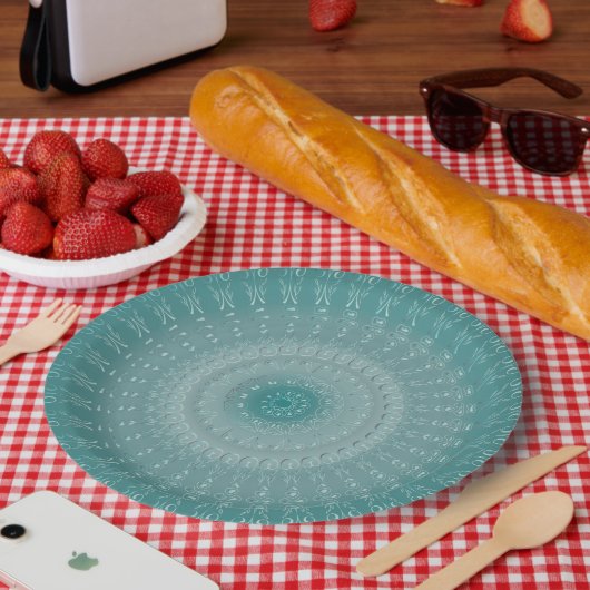 Het elegante Zee Blue Mandala Papieren Bordje (Picknick)