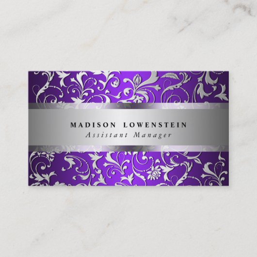 Het elegante Zilver bloeit de Versierd Paars van Visitekaartje (Voorkant)