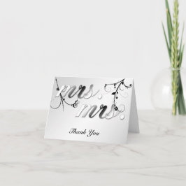 Het elegante Zwarte Bloemen Vrolijke Huwelijk Bedankkaart