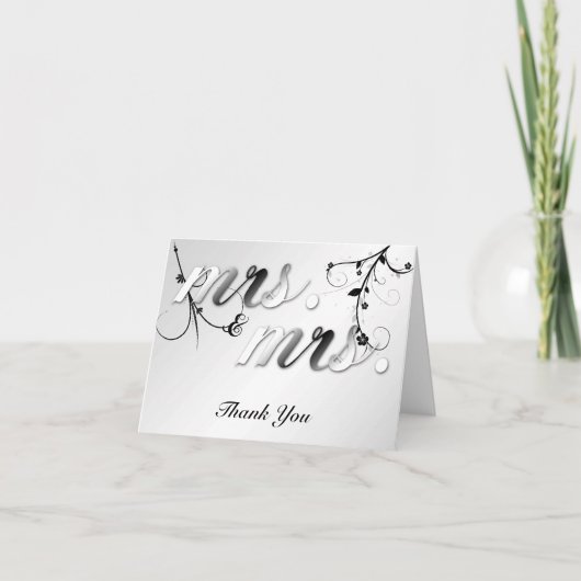 Het elegante Zwarte Bloemen Vrolijke Huwelijk Bedankkaart (Voorkant)