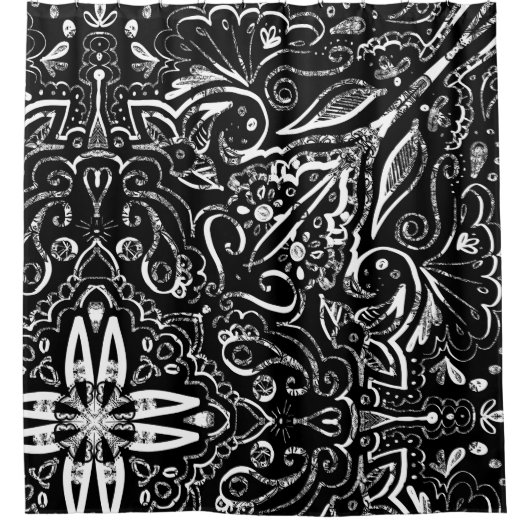 Het elegante zwarte en witte mandala ontwerp werpe douchegordijn (Voorkant)