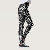Het elegante zwarte en witte mandala ontwerp werpe leggings (Rechts)