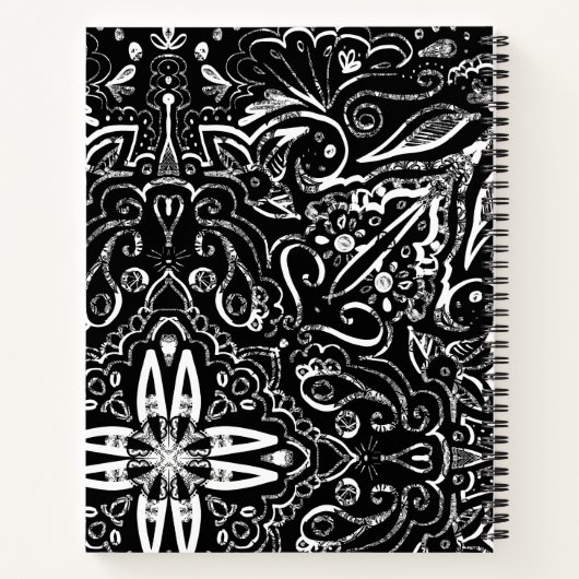 Het elegante zwarte en witte mandala ontwerp werpe notitieboek (Achterkant)