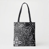Het elegante zwarte en witte mandala ontwerp werpe tote bag (Voorkant)