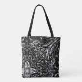 Het elegante zwarte en witte mandala ontwerp werpe tote bag (Achterkant)