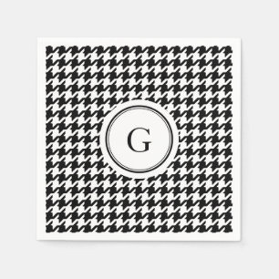Het elegante zwarte witte monogram van het servet