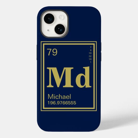 Het element van jou! Aangepaste naam Gold Periodic Case-Mate iPhone Case (Achterkant)