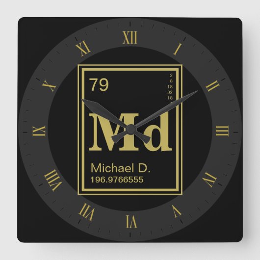 Het element van jou! Aangepaste naam Periodieke Ta Vierkante Klok (Voorkant)