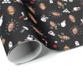 Het Elf Black Doodle Pattern Cadeaupapier (Rol Hoek)