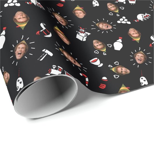 Het Elf Black Doodle Pattern Cadeaupapier (Rol Hoek)