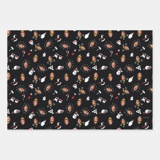 Het Elf Black Doodle Pattern Inpakpapier Vel (Voorkant 3)