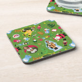 Het Elf en het Kerst Icons Pattern Bier Onderzetter (Linkerzijde)