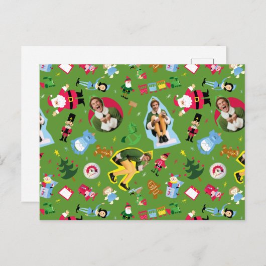 Het Elf en het Kerst Icons Pattern Briefkaart (Voorkant / Achterkant)