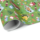 Het Elf en het Kerst Icons Pattern Cadeaupapier (Rol Hoek)