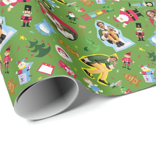 Het Elf en het Kerst Icons Pattern Cadeaupapier (Rol Hoek)