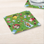 Het Elf en het Kerst Icons Pattern Kartonnen Onderzetters (Schuin)