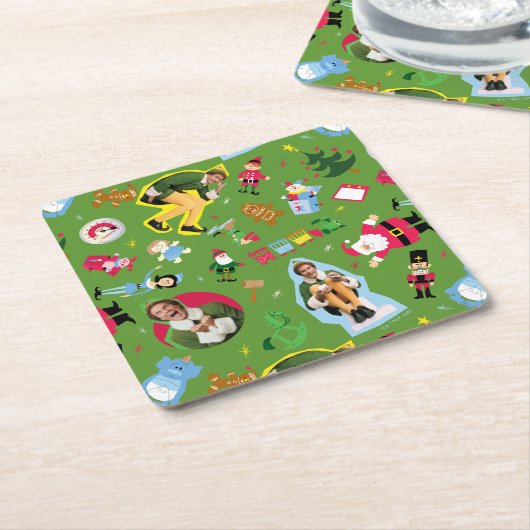 Het Elf en het Kerst Icons Pattern Kartonnen Onderzetters (Schuin)