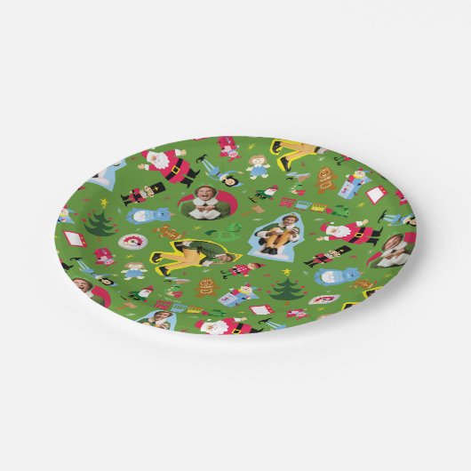 Het Elf en het Kerst Icons Pattern Papieren Bordje (Gekanteld)