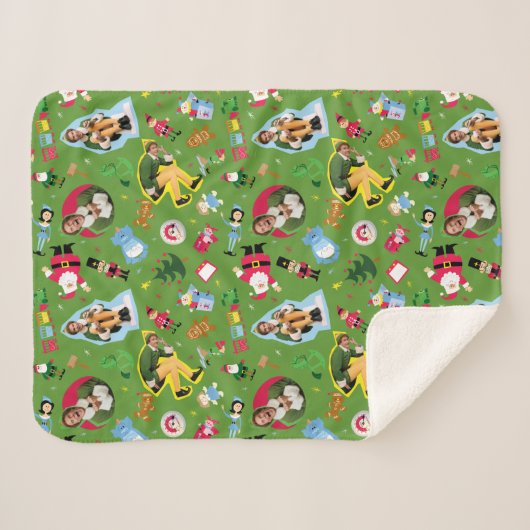 Het Elf en het Kerst Icons Pattern Sherpa Deken (Voorkant (horizontaal))