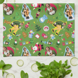Het Elf en het Kerst Icons Pattern Theedoek