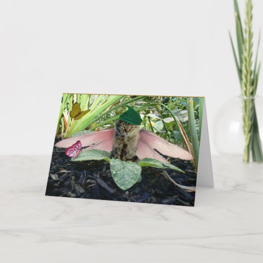Het Elf Notecard van de Kat van de fee Feestdagen Kaart (Voorkant)