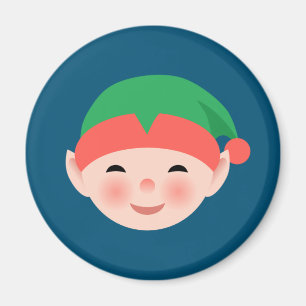 Het Elf van Kerstmis in Groen Pet op Blauw Magneet