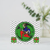 Het Elf van Kerstmis van Maxfield parrish-Y Feestdagenkaart (Staand voorkant)