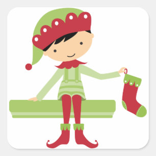 Het elf van Kerstmis Vierkante Sticker