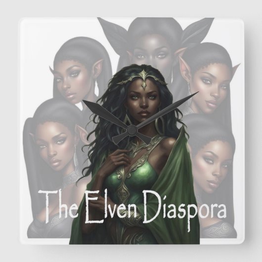 Het Elven Diaspora Hoesje Kunst Vierkante Klok (Voorkant)