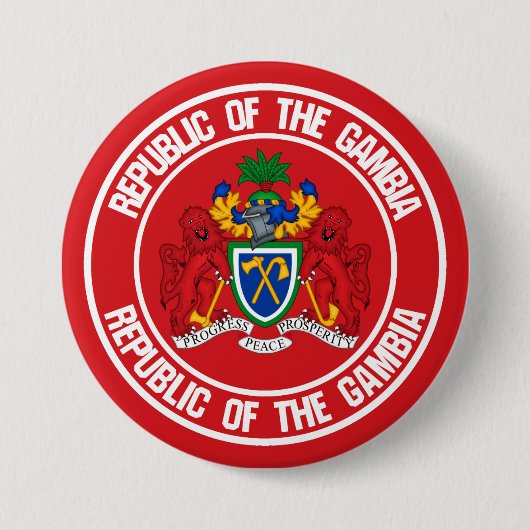 Het Embleem van de Ronde van Gambia Button 7,6 Cm (Voorkant)