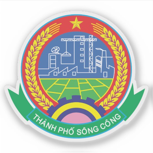 Het embleem van Thành Phố Sông Công, Vietnam Sticker (Voorkant)