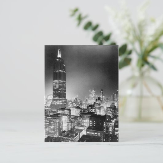 Het Empire State Building at Night Post Card, 1937 Briefkaart (Staand voorkant)