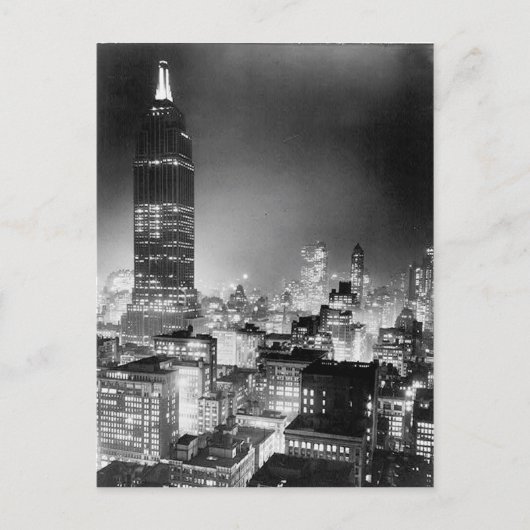 Het Empire State Building at Night Post Card, 1937 Briefkaart (Voorkant)