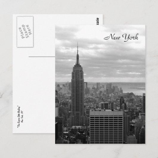 Het Empire State Building (zwart-wit) Briefkaart (Voorkant / Achterkant)