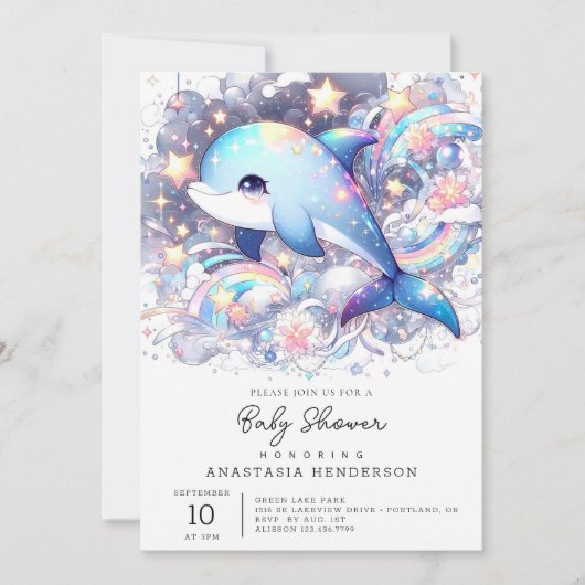 Het Enchanted Fantasy Dolphin Baby shower Kaart (Voorkant)