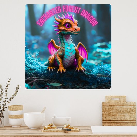 Het Enchanted Forest Dragon Poster (Keuken)