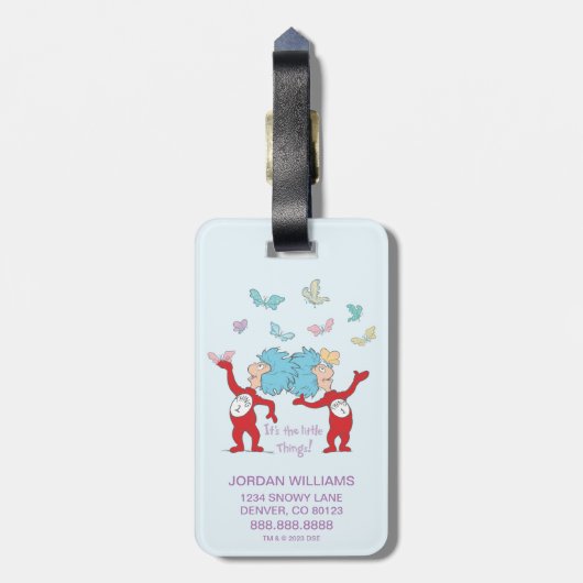 Het ene ding twee, het zijn de kleine dingen! bagagelabel (Achterkant verticaal)