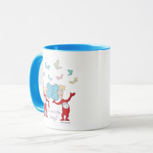 Het ene ding twee, het zijn de kleine dingen! mok (Voorkant links)