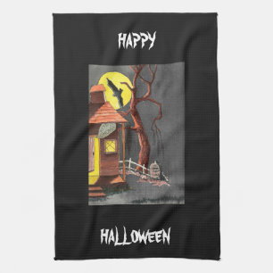 Het enge Spookhuis van de Knuppel van Halloween Theedoek