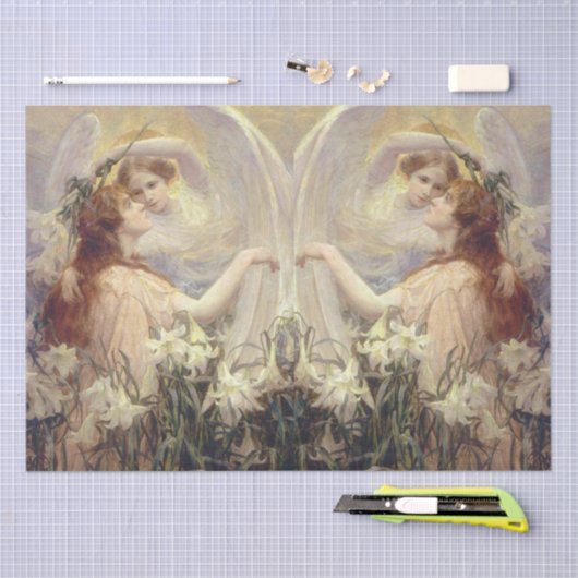 Het engel-bericht wordt losgekoppeld tissuepapier (Craft)