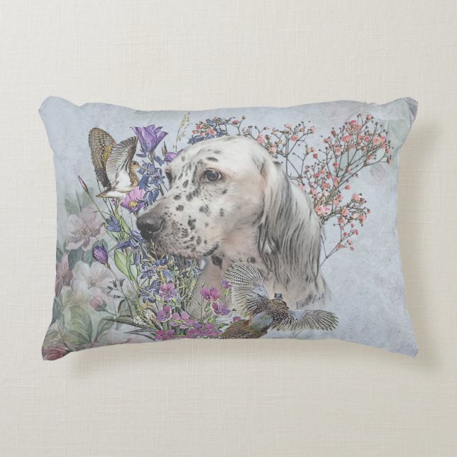 Het Engelse Setter Portret  , kunst   Accent Kussen (Voorkant)