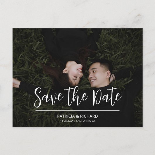 Het enige eenvoudige script Wedding Save The Date Briefkaart (Voorkant)