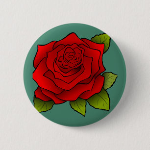 Het enige Rood nam toe Ronde Button 5,7 Cm