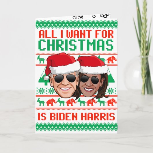 Het enige wat ik met Kerstmis wil is Biden Harris Kaart (Voorkant)