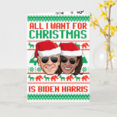 Het enige wat ik met Kerstmis wil is Biden Harris Kaart (Gele Bloem)