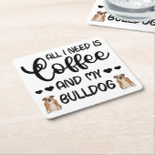 Het enige wat ik nodig heb is koffie en m'n borst. kartonnen onderzetters (Schuin)